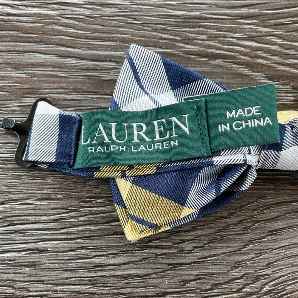Lauren Ralph Lauren Big Boy Bow Tie Classic Yellow and Blue Plaid
